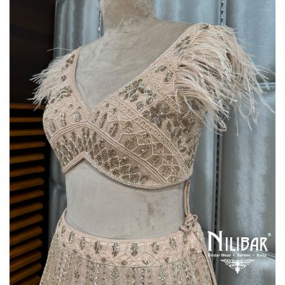 Peach Lame Embroidered Lehenga