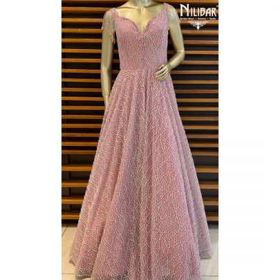 Flamingo Pink Net Gown