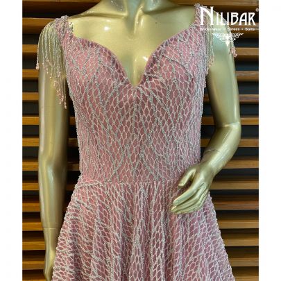 Flamingo Pink Net Gown