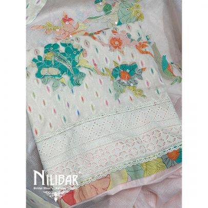 Light Peach Cotton Unstitched Suit