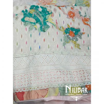 Light Peach Cotton Unstitched Suit