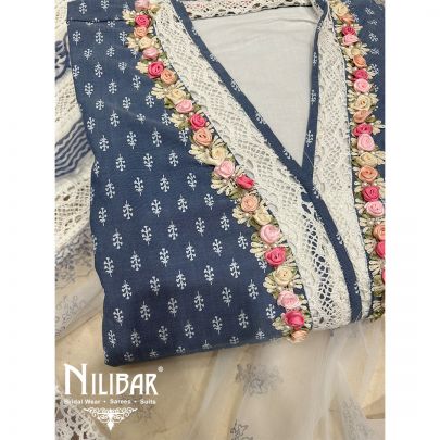 Stone Blue Cotton Unstitched Suit