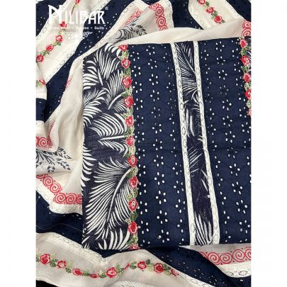 Dark Blue Cotton Unstitched Suit