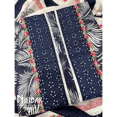 Dark Blue Cotton Unstitched Suit