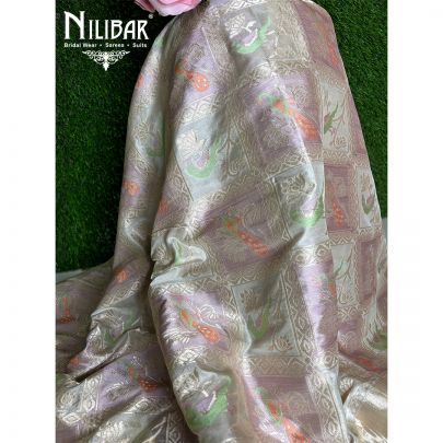 Lilac & Ivory Silk Dupatta.