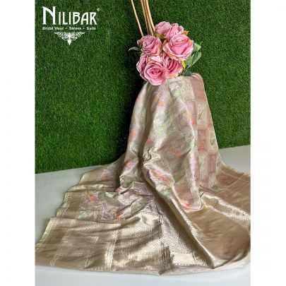 Lilac & Ivory Silk Dupatta.