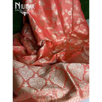 Carrot Silk Banarasi Dupatta.