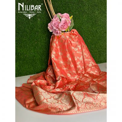 Carrot Silk Banarasi Dupatta.
