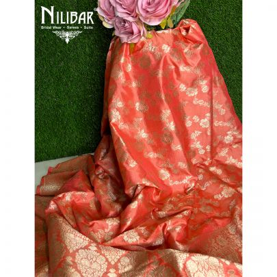 Carrot Silk Banarasi Dupatta.