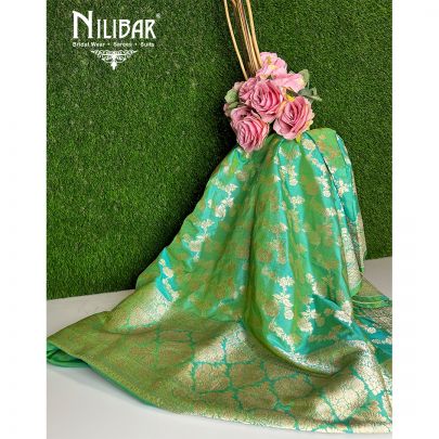 Sea Green Georgette Banarasi Dupatta.