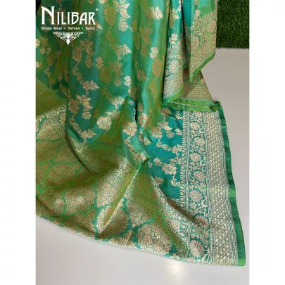 Sea Green Georgette Banarasi Dupatta.