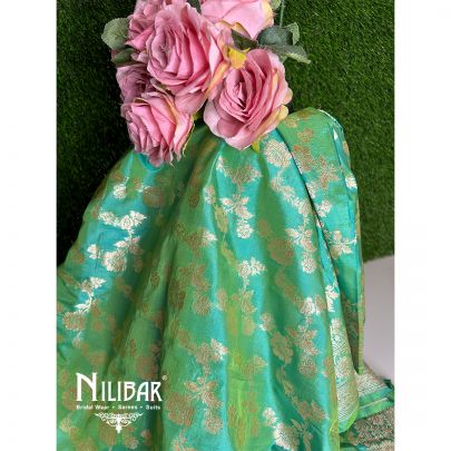 Sea Green Georgette Banarasi Dupatta.