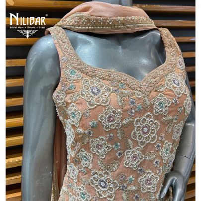 Light Peach Lamé Silk Salwar Suit