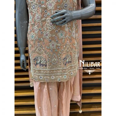 Light Peach Lamé Silk Salwar Suit
