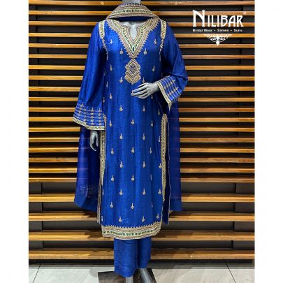 Navy Blue Silk Pant Suit