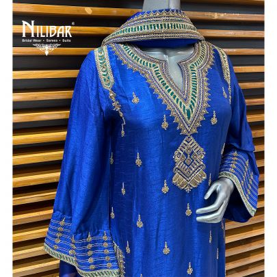 Navy Blue Silk Pant Suit