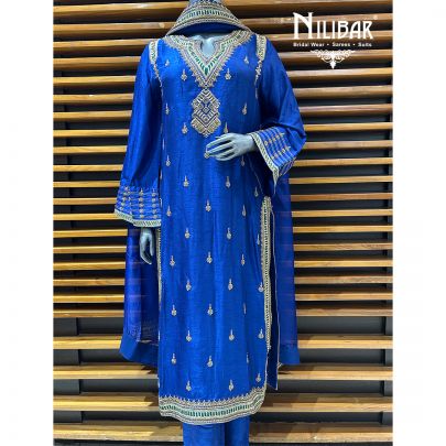 Navy Blue Silk Pant Suit