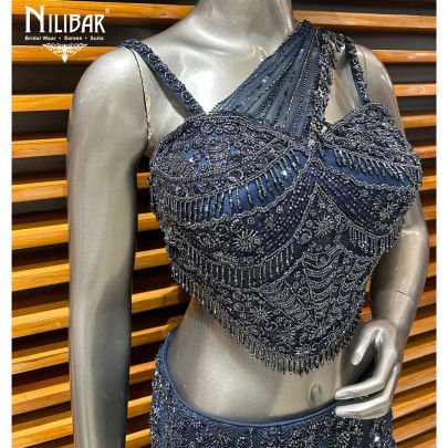 Midnight Blue Net Lehenga