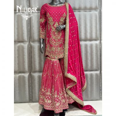 Magenta Pink Georgette Garara Suit
