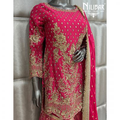 Magenta Pink Georgette Garara Suit