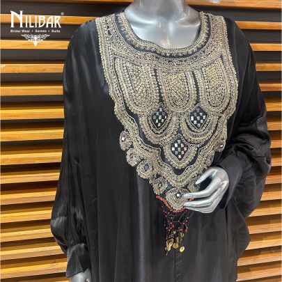 Black Satin Dhoti Style Indo-Western Set