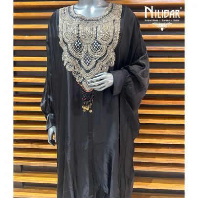 Black Satin Dhoti Style Indo-Western Set