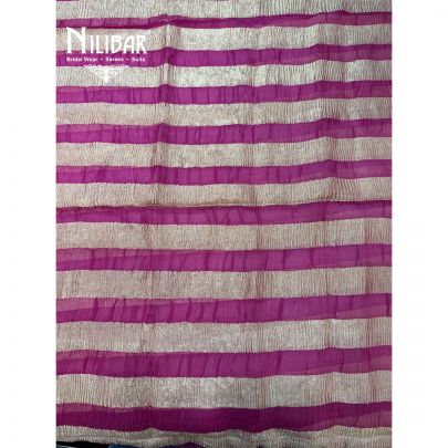 Hot Pink Maheswari Banarasi Shirt Paired With Cotton Bottom & Organza Dupatta