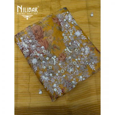 Yellow Organza Shirt & Dupatta Paired With Crepe Bottom