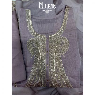 Pastel Purple Mul Cotton Unstitched Suit