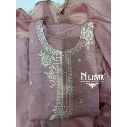Pastel Pink Mul Cotton Unstitched Suit