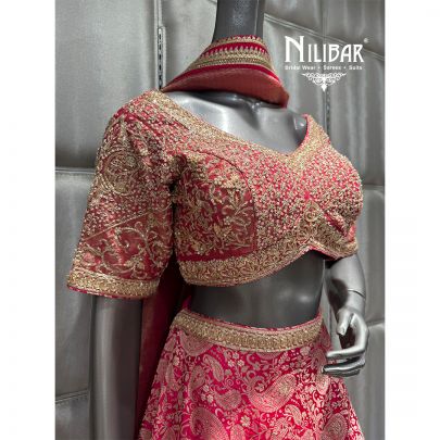 Pink Silk Embroidered Lehenga