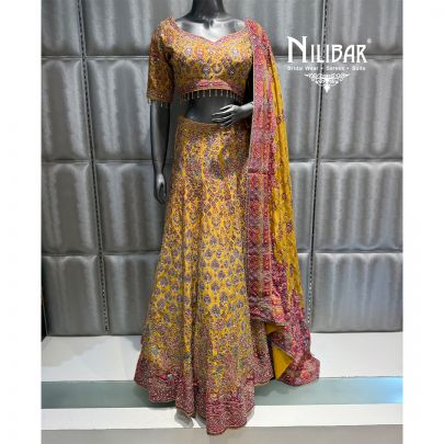 Yellow Silk Embroidered Lehenga