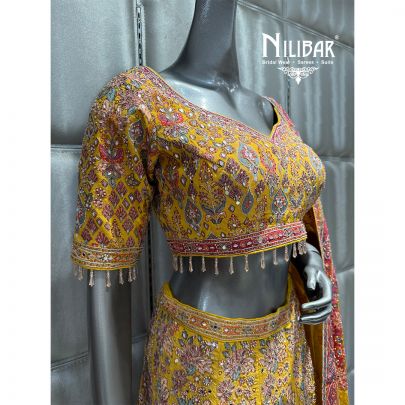 Yellow Silk Embroidered Lehenga