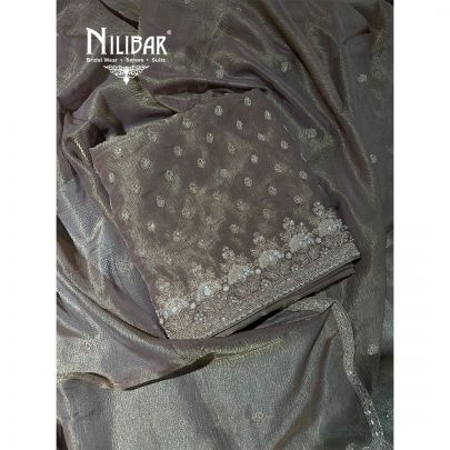 Mouse Tissue Embroidered Unstitched Suit