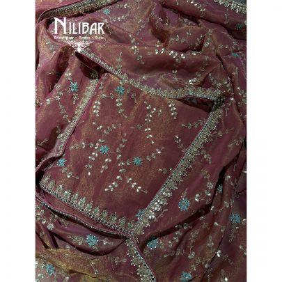 Rust Tissue Embroidered Unstitched Suit