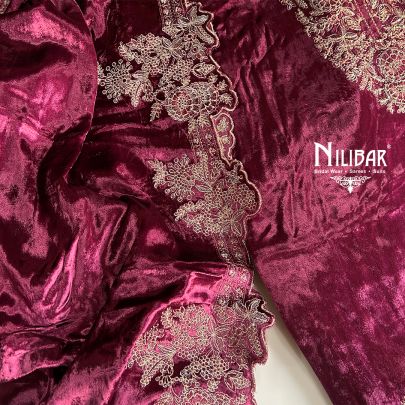 Rose Pink Velvet Unstitched Suit