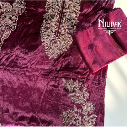 Rose Pink Velvet Unstitched Suit