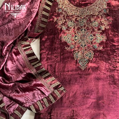 Rose Pink Velvet Unstitched Suit