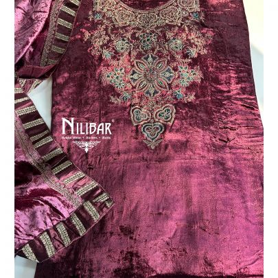 Rose Pink Velvet Unstitched Suit