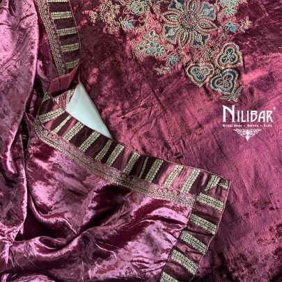 Rose Pink Velvet Unstitched Suit