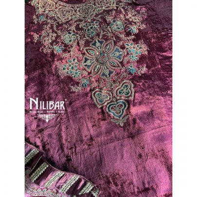 Rose Pink Velvet Unstitched Suit