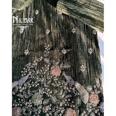 Mehandi Green Velvet Unstitched Suit