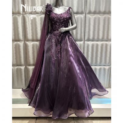 Wine Purple Tissue Organza Gown