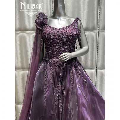 Wine Purple Tissue Organza Gown