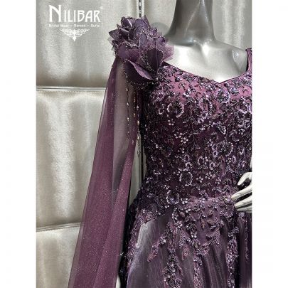 Wine Purple Tissue Organza Gown