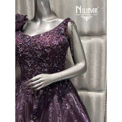 Wine Purple Tissue Organza Gown