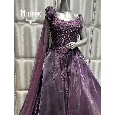 Wine Purple Tissue Organza Gown