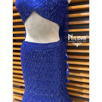 Ink Blue Net Lehenga
