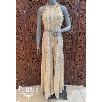 Ivory Georgette Embroidered Jumpsuit