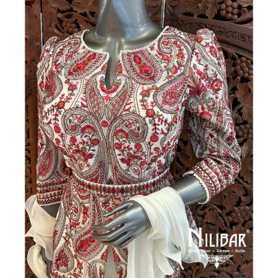 Off White Georgette Indo Western Suit